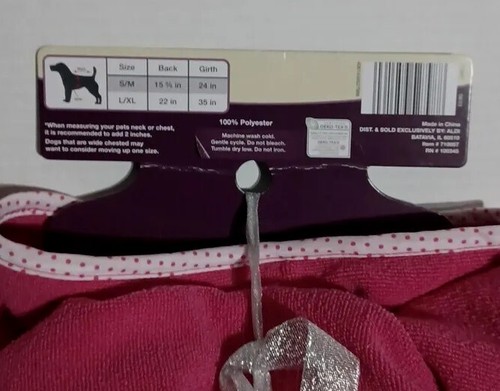 HEART TO TAIL-Pet Bathrobe W/Hood-Pink- Size L/XL-New-Back-22 In. / Girth-35 In. - Picture 6 of 7