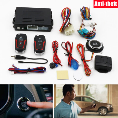 Car Keyless Entry Engine Start Alarm System Push Button Remote Starter Stop LED