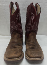 Old West Boys Cowboy Boots BSC1889 Leather Square Toe Western Boys Size 3.0D