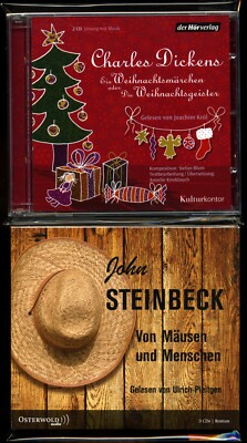 2 Hörbücher Ch. DICKENS   WEIHNACHTSMÄRCHEN J. STEINBECK   VON MÄUSEN UND  5 CDs