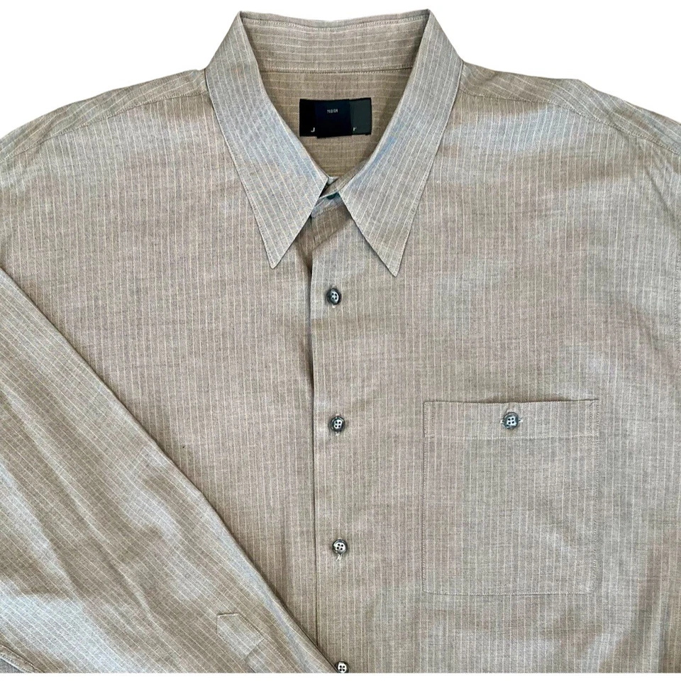 Camisa de vestir de manga larga a rayas rosa tostado con botones talla XL de J. Ferrar para hombre Foto 2 de 4