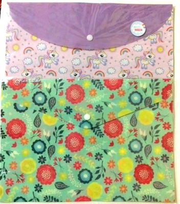 Floral /Unicorn Rainbow Pattern A4 Paper Document File Folder Storage Bag Office