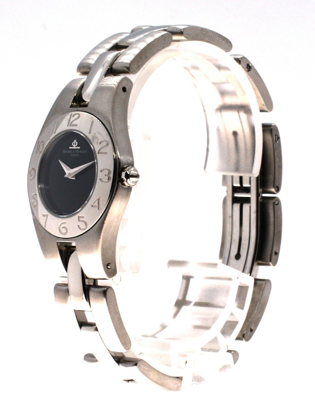 Ladies Baume & Mercier 25mm Stainless Steel Black Dial 3366286 LINEA Watch!