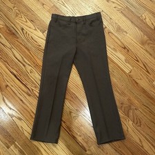 Vintage Levis Dacron Polyester Slacks Mens Dress Pants Brown 34x31 Made in USA