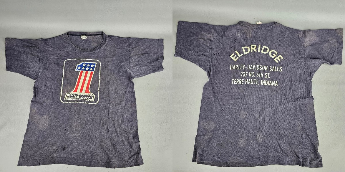 Vtg Harley Davidson Number One 1970s Shirt Champions Tag M Terre