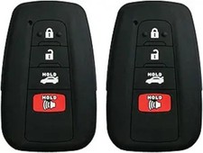 2Pcs Rubber 4buttons Smart Key Fob Full Protector Remote Ski Color: 2Pcs Black