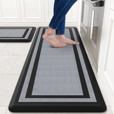 [2 PCS Kitchen Rugs Cushioned Anti-Fatigue Kitchen Mats for Floor Waterproof ...