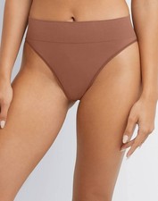 Maidenform Seamless High Leg Briefs   Lot of 3   Size L   White, Brown, Green