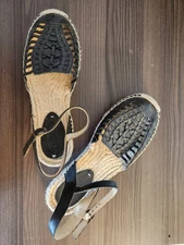Soludos Women's Black Flat Espadrille Sandals Size 9