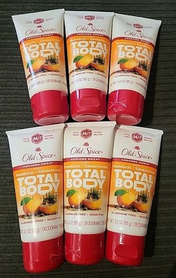 (6) Old Spice Total Body Mandarin + Sandalwood Cream Deodorant 3oz