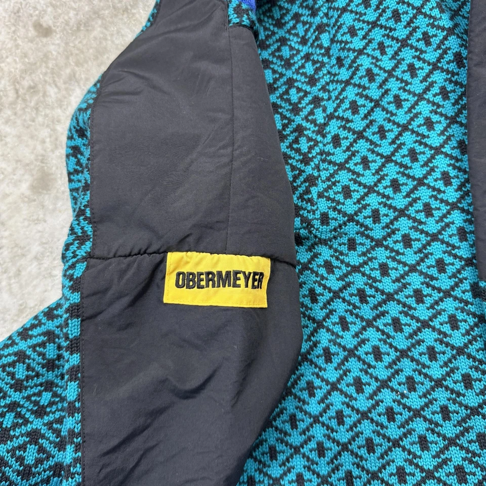 Suéter Obermeyer de Colección Para Hombres Grande Verde Azulado Nórdico Media Cremallera Esquí Pullover Años 90 Foto 3 de 4