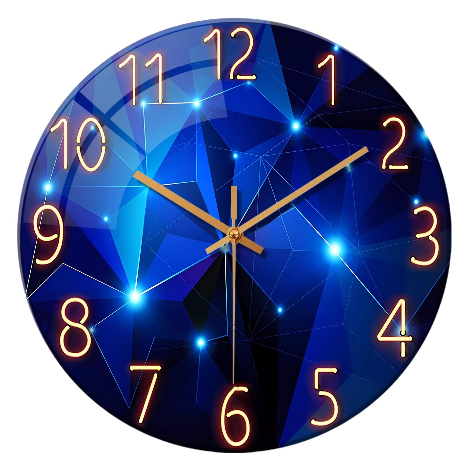 Blue Wall Clock for Living Room Decor Kitchen Wall Clocks Battery Operated 12...