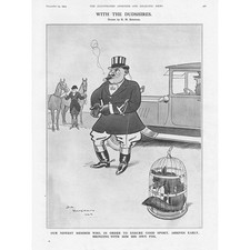 H.M BATEMAN With the Dudshires Fox Hunting - Antique Print 1923