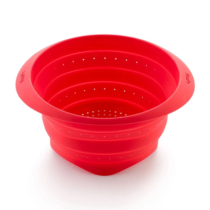Scolapasta Scola Tutto Cucina LEKUE Pieghevole Salvaspazio Silicone 23 cm Rosso, fotografia 6 di 9
