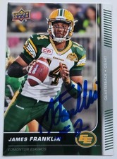James Franklin Signed 2015 Upper Deck CFL Football card #85 Edmonton Eskimos