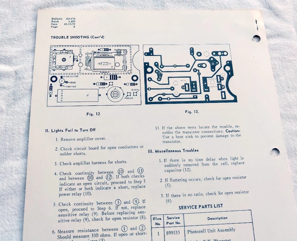1960 Buick LeSabre Invicta Original GM Twilight Sentinel Service/Repair Info NOS - Image 3 of 3