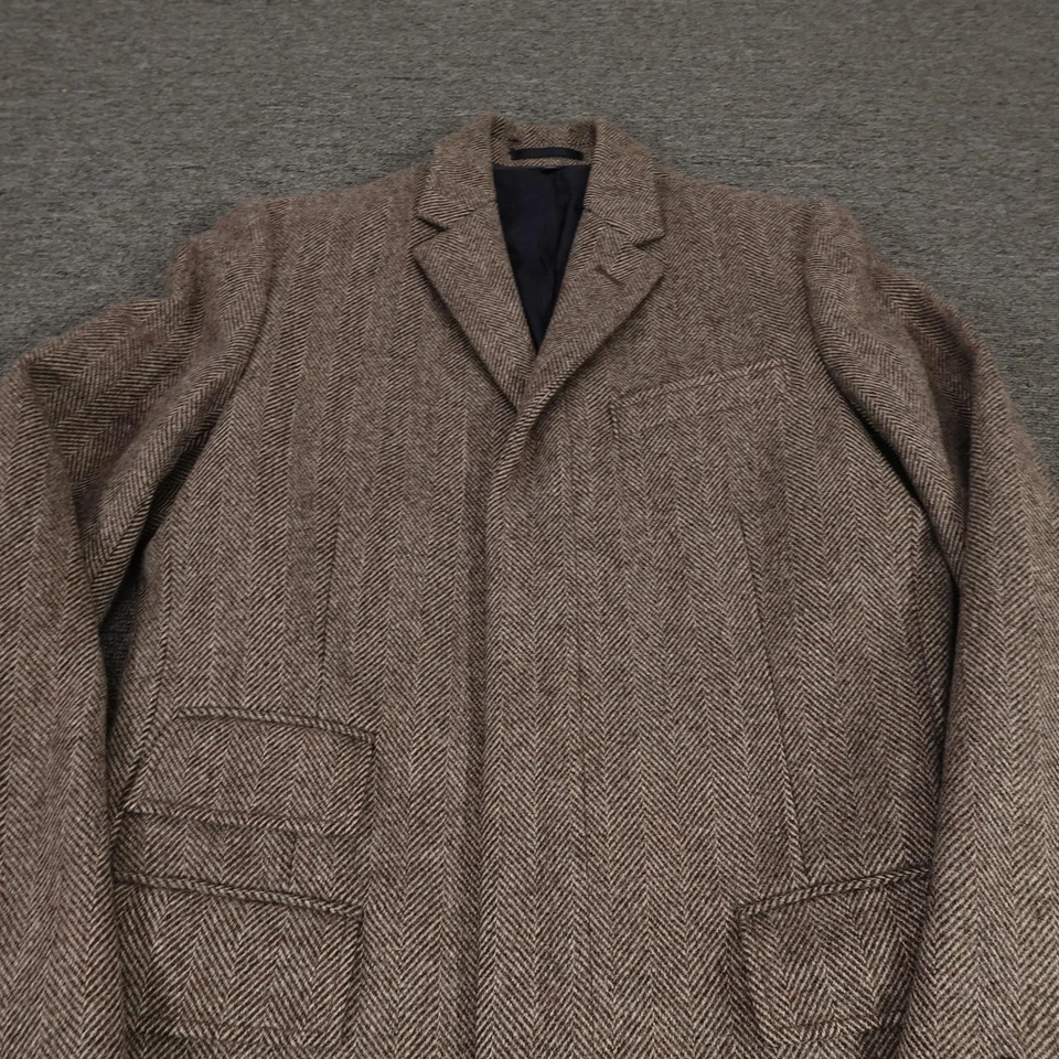 Abrigo J Crew Ludlow Para Hombres 36S Marrón Espiga Lana Abrigo Luna Tela Británica Foto 2 de 4