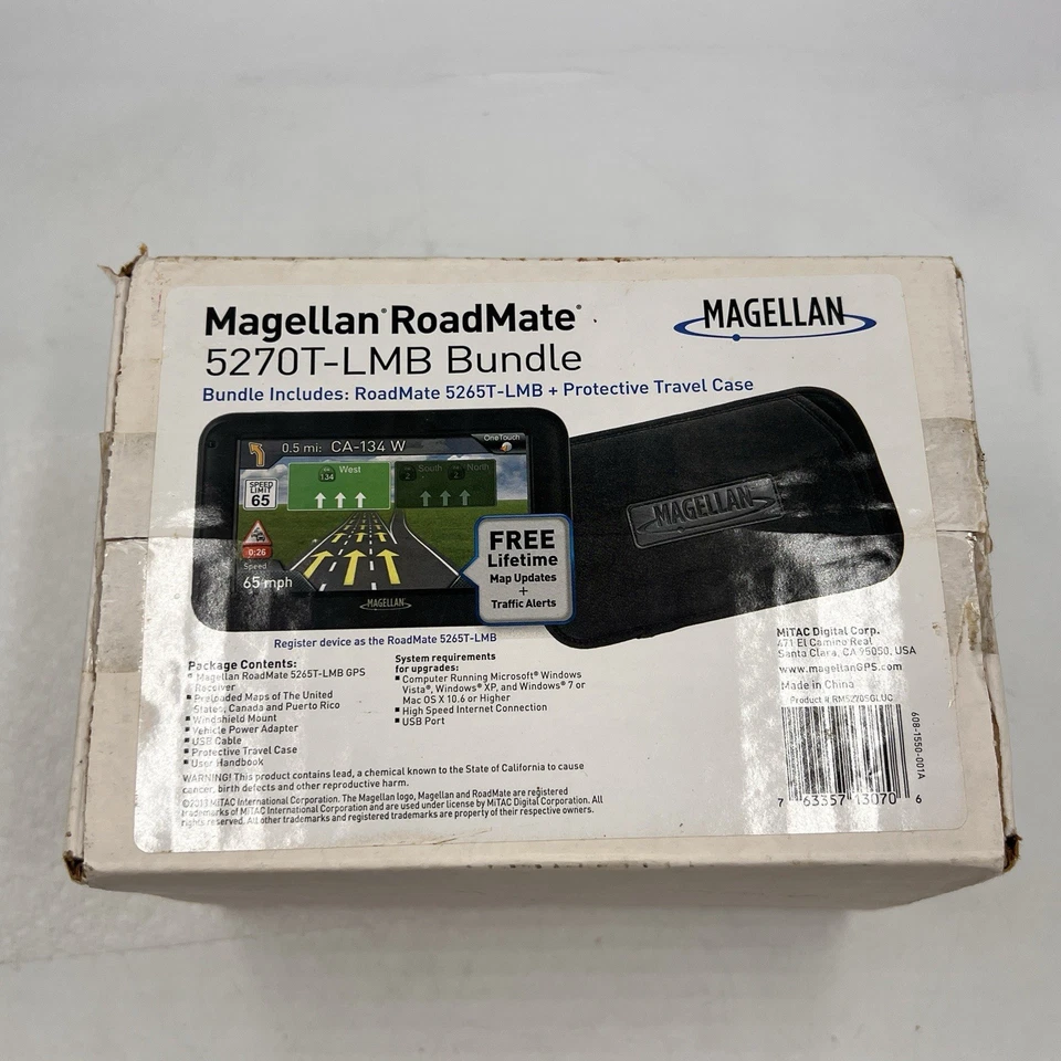 NOS Magellan Roadmate 5265T LMB Bundle GPS Free Life Time Map Updates Traffic - Image 2 of 4