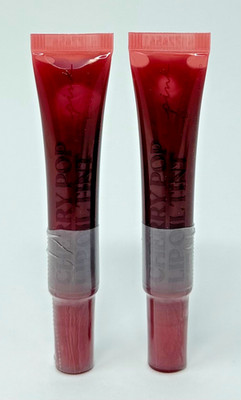 2 NEW VICTORIA'S SECRET PINK CHERRY POP LIP OIL TINT GLOSS BALM SHINE SHIMMER