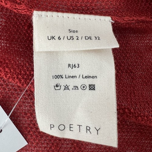 Poetry London 100% Linen Cardigan Womens Sz 2 Brick Red  Oversized Lagenlook NEW - Picture 8 of 14