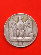 Numismatica 5 LIRE Regno d’Italia "AQUILOTTO" 1930 Rara ARGENTO Vitt Emanuele 3