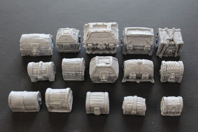 Lot of 15 Cast resin Treasure Chests-Dungeon Dressing-28 mm D&D