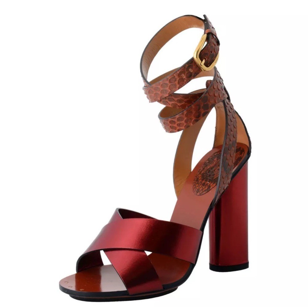 Gucci calfskin and python heels - image 1