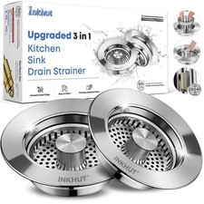 Upgraded 3 in 1 Kitchen Sink Drain Strainer - Stainless Steel Sink Stopper, A...