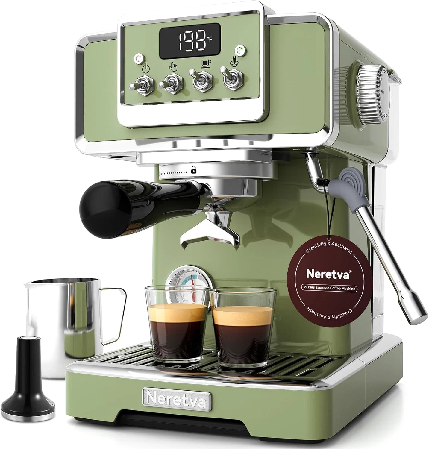 Espresso Machine, 58Mm Professional Espresso Coffee Machine 15 Bar Retro Espress
