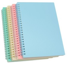 Yansanido Spiral Notebook, 4 Pcs 8.3 Pink, White, Light Green, Blue