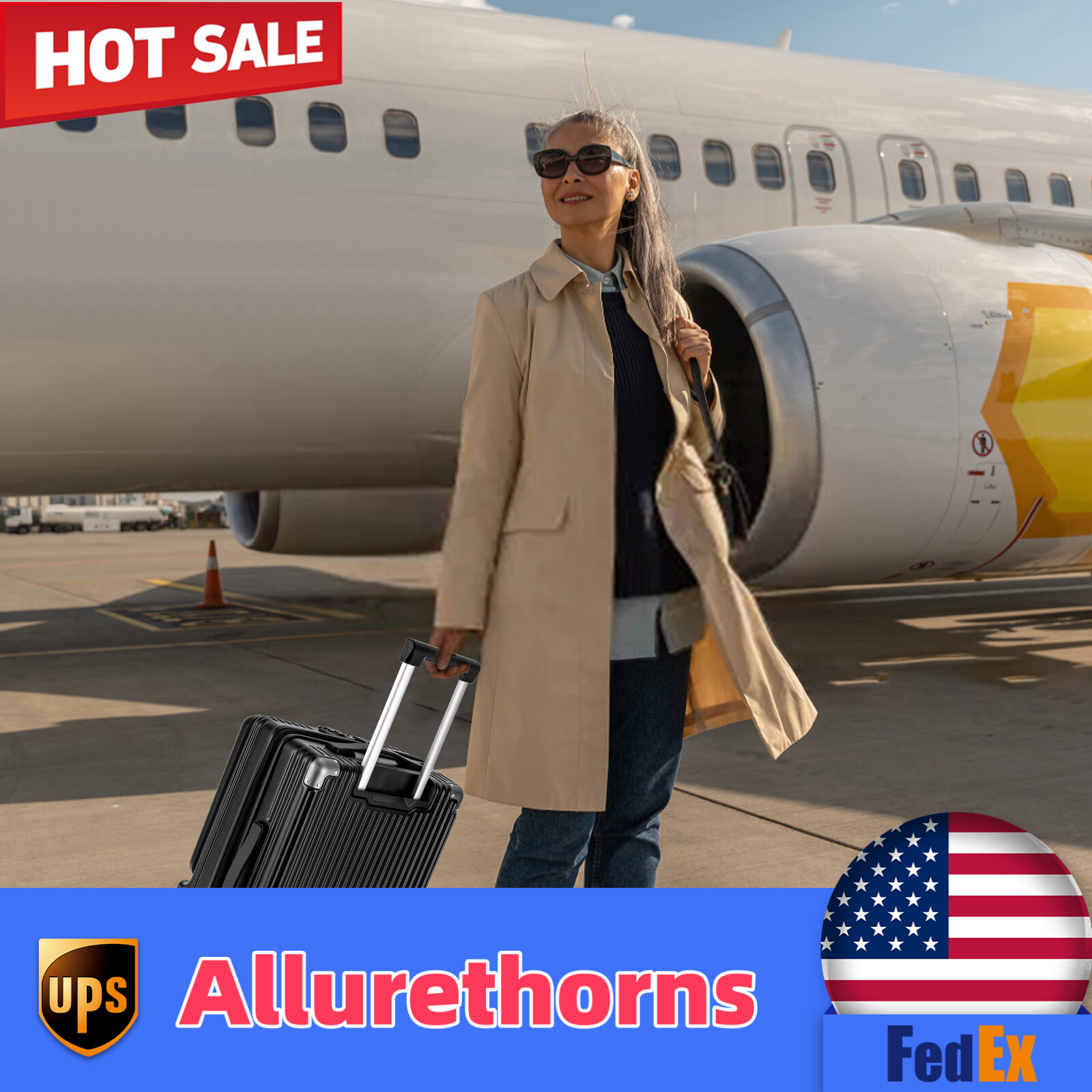 Lightweight Hardside Spinner Suitcase with TSA Lock Carry On Luggage Set-image