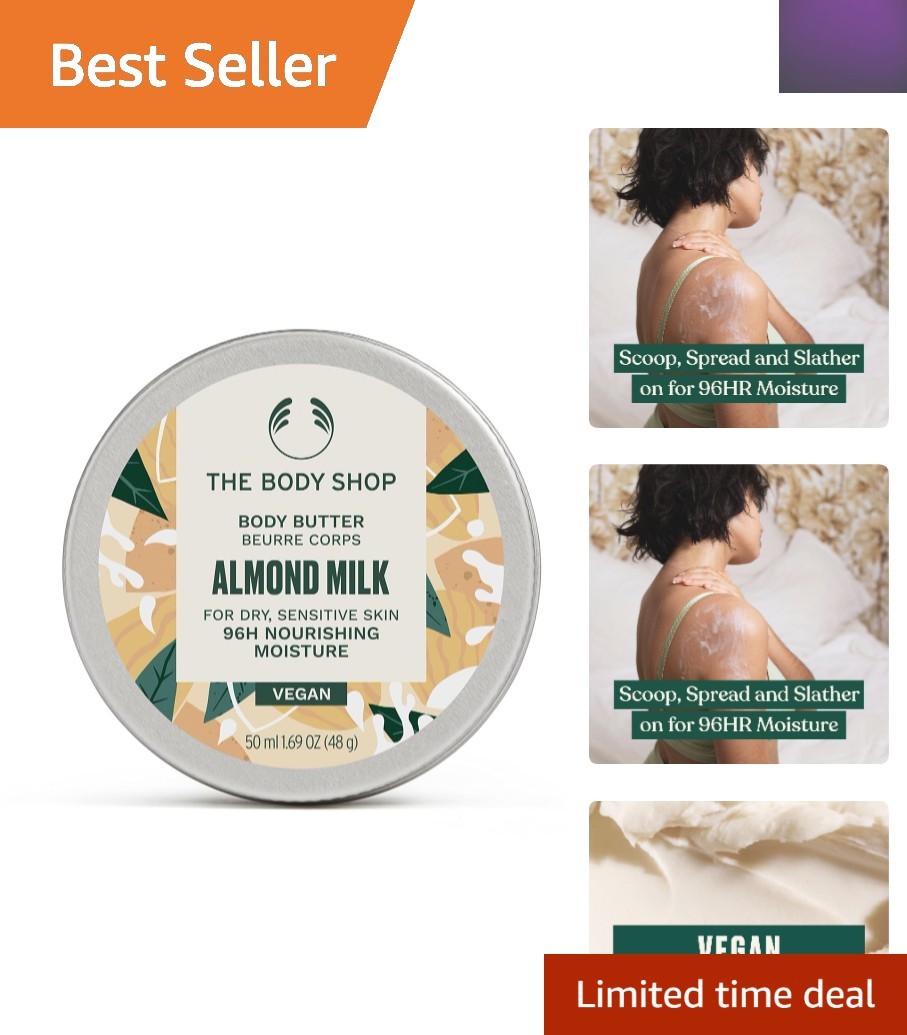 Gourmet Almond Milk Body Butter -  & Natural, Perfect for Dryness, 1.7 oz