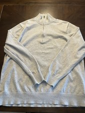 Men  s Brooks Brothers Grey Supima Cotton 1/4 Zip Sweater Size 2XL tear 