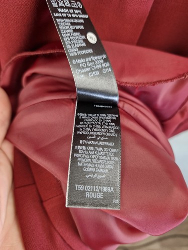 M&S Size 14 Rouge Short Sleeve Pencil Dress With Belt BNWOT Front Zip Lined - Picture 9 of 14