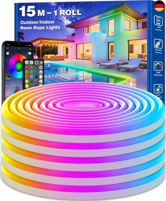 15M Neon LED Streifen, IP68 Light Strips Outdoor & Indoor Use, Wasserdichte