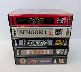 SNK Neo Geo AES 5 Game Lot CIB Sengoku Ninja Combat Riding Hero Baseball Stars +