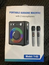 Portable Karaoke Machine with 2 Wireless Microphones T-03