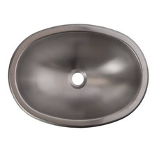 Oval Stainless Steel RV Sink, 17x 12 Small Bathroom Kitchen Sink, W/Clips- New