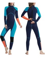 OMGear WS-008 - 3mm Neoprene FullBody Long Sleeves Wetsuit, Green/Orange, Small