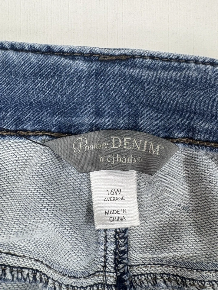 Falda vaquera CJ Banks para mujer talla 16 W azul jean larga modesta maxi abertura trasera Foto 3 de 4