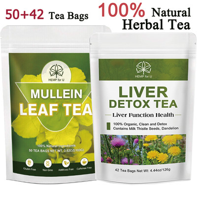 Liver Detox Tea Mullien Tea Natual Herbal Tea Bags Support Lung Health and Liver