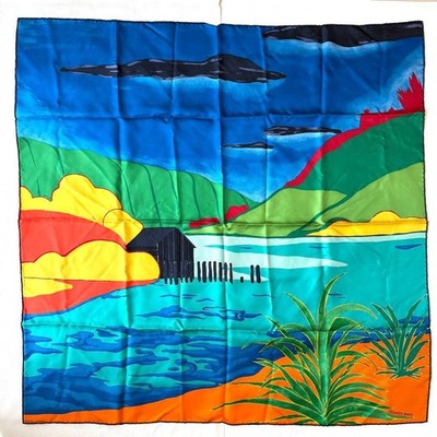 HERMES Carre 90 AU Bout Du Monde Scarf Silk 100% Multicolor Used From Japan