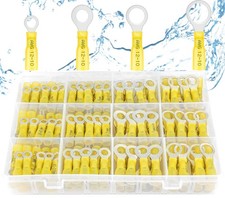 Ring Terminals,100PCS Marine Grade Heat Shrink Ring Connectors-Yellow Wire Co...