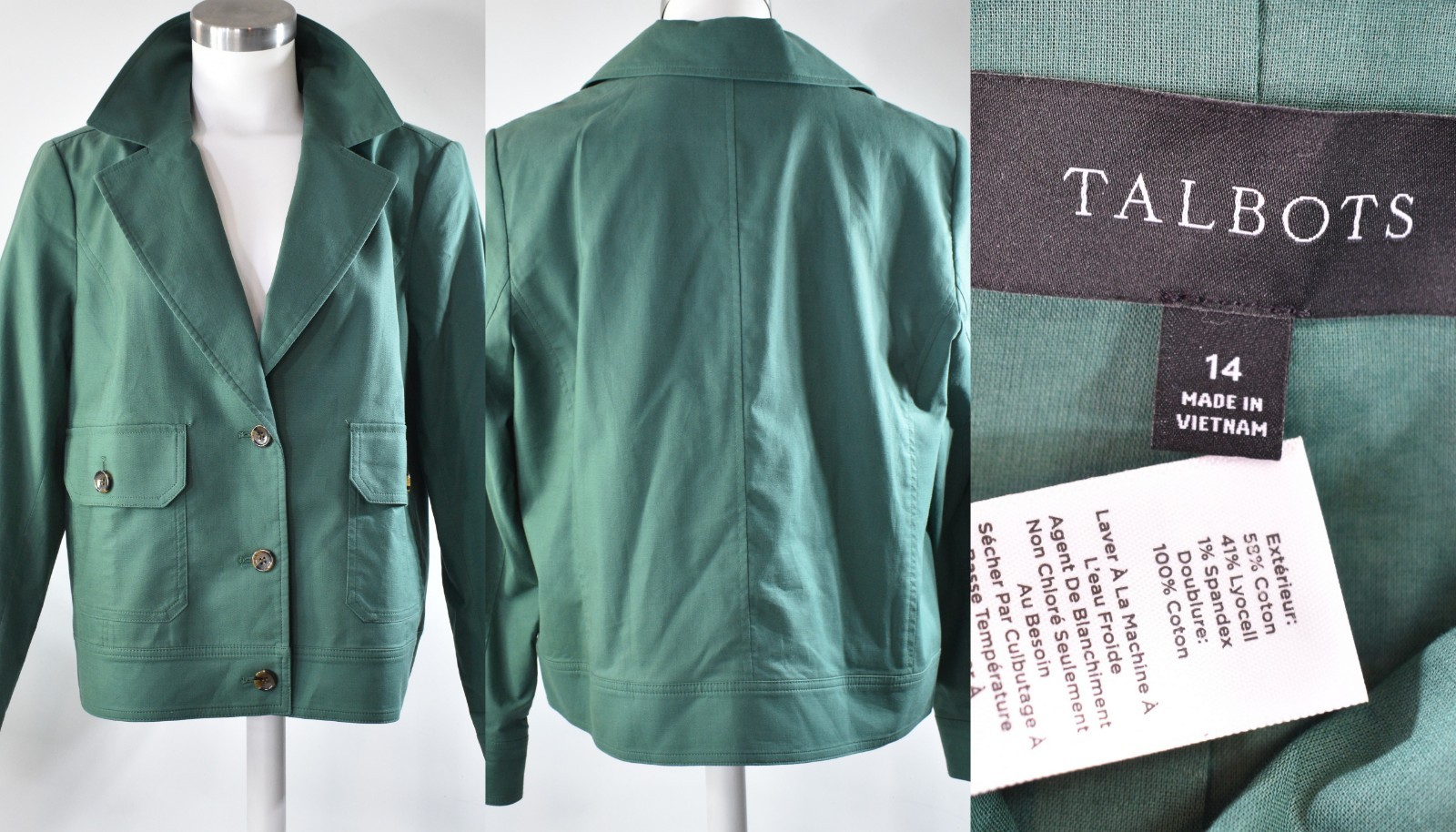 Talbots Jacket Blazer Stretch Cotton Cropped Coat… - image 4