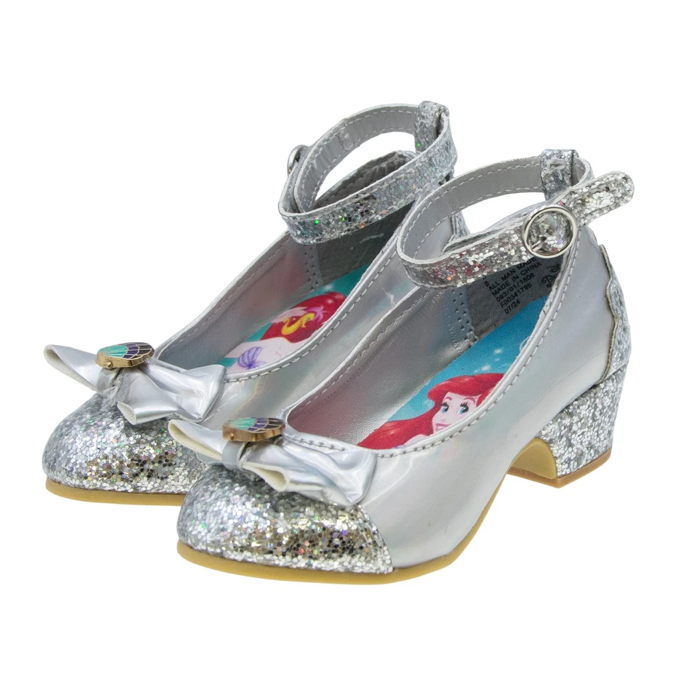 迪士尼公主女孩小美人鱼爱丽儿鞋闪闪发光银色 6 幼儿 — 第 2/4 张图片