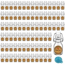 40Pcs White 2 oz Mini Swing Top Glass Bottles, 60ML Mini Storage Bottles, wit...