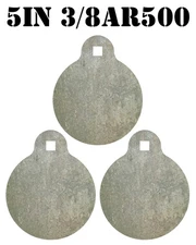 3/8" AR500 Hardened 5" Metal Steel Shooting Range Rifle/Pistol Target Gongs 3pc