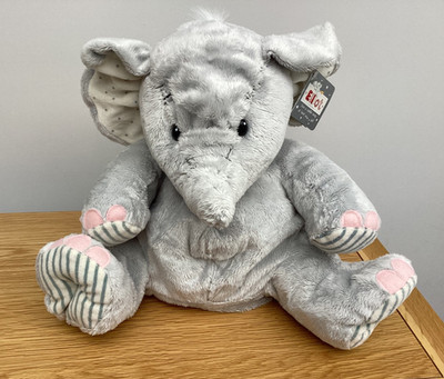 Vintage Elliot & Knöpfe grau Elefant weiches Plüschtier Beanie Unterteil 8 Zoll