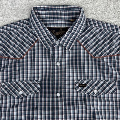 Howler Bros Shirt Mens Large Blue Plaid H Bar B Pearl Snap Western Cowboy