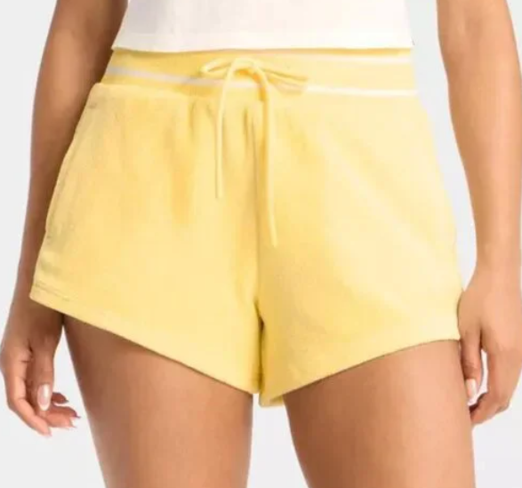 NEW JoyLab Women's Towel Terry High-Rise Shorts Buttercream Size Large